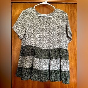Floral top with tiered ruffles